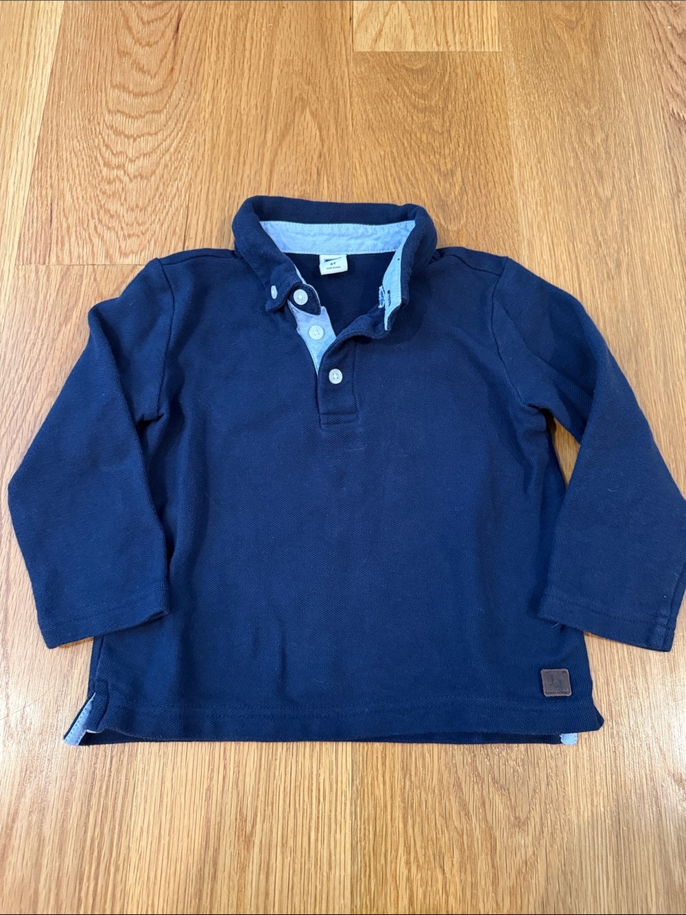 Janie and Jack Navy Polo with Light Blue Trim
